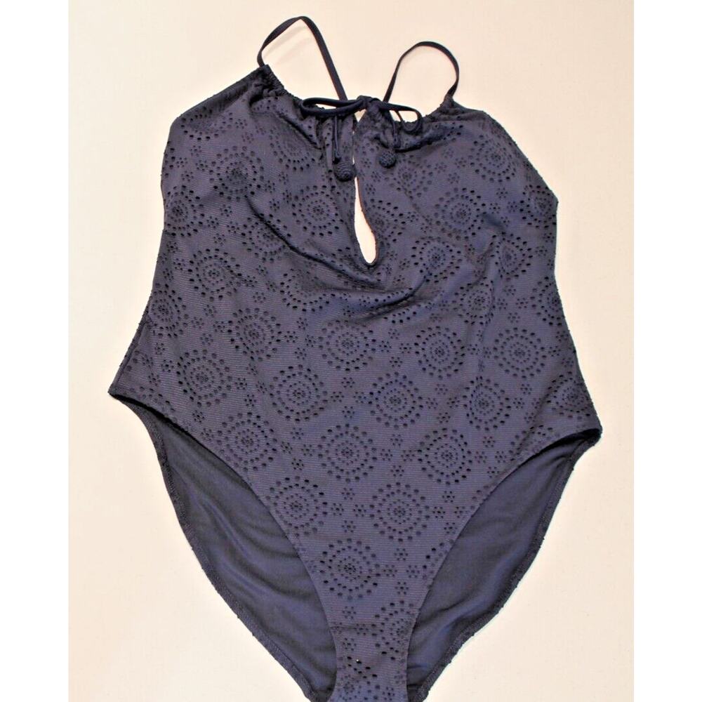 AERIE Lace One Piece Swimsuit Womens size XXL Navy Blue Keyhole Padded Bra